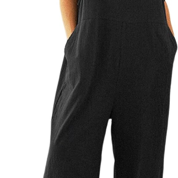 Womens Cotton Adjustable Casual Summer Bib Overalls Jumpsuits with Pockets - Picture 1 of 8